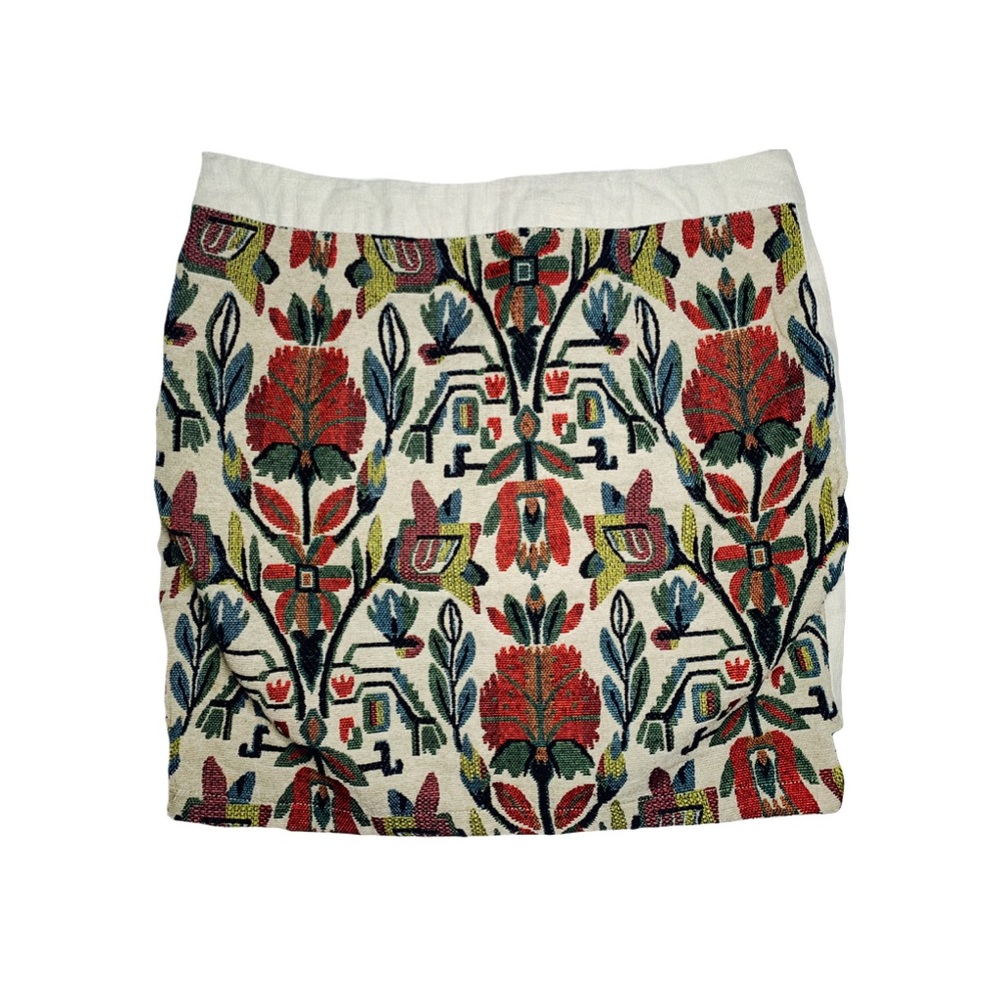 Bohemian Mini Skirt Whimsigoth Floral Skirt with Embroidery
